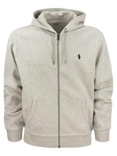Polo Ralph Lauren Logo Embroidered Drawstring Hoodie In Grey