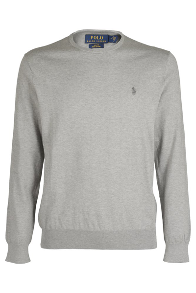 Polo Ralph Lauren Logo Embroidered Crewneck Sweater In Gray