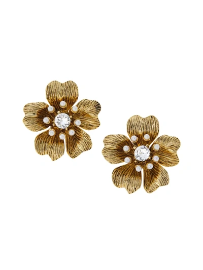 Oscar De La Renta Cherry Blossom 14k Gold-plated, Crystal & Faux Pearl Stud Earrings