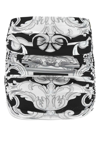 Versace Baroque-print Ruched Jersey Mini Skirt In Nero Bianco