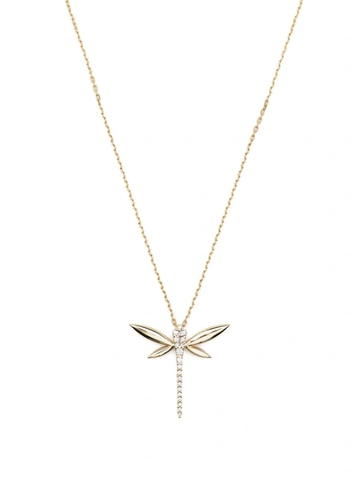 Anapsara 18kt Yellow Gold Dragonfly Diamond Pendant Necklace