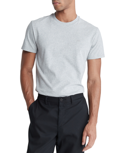 Calvin Klein Men's Smooth Cotton Solid Crewneck T-shirt In Heroic Grey Heather