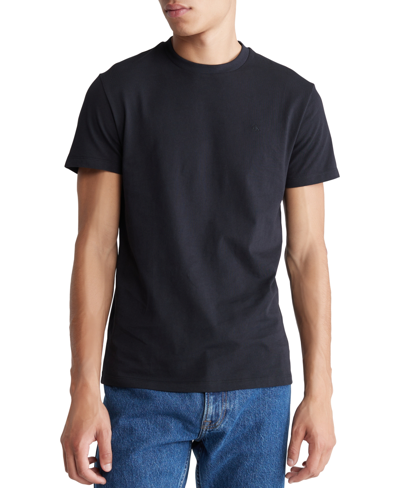 Calvin Klein Men's Smooth Cotton Solid Crewneck T-shirt In Black Beauty