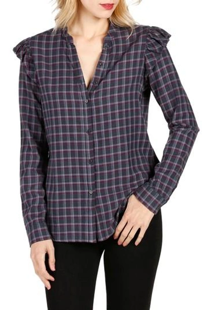 Paige Jenelle Ruffle Plaid Shirt In Eclipse Multi