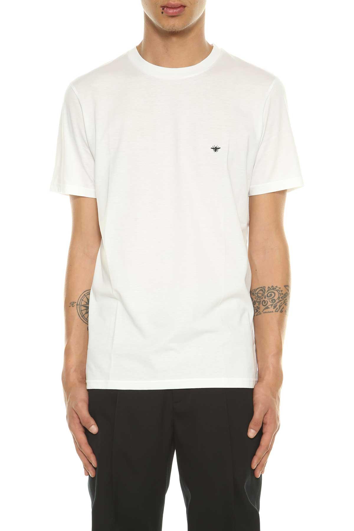 Dior T-shirt With Bee In Bianco | ModeSens