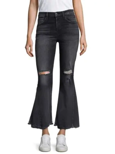 3x1 Higher Ground Distressed Crop Flare Jeans In Black