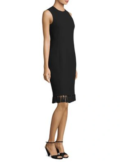 Michael Kors Tassel-trim Sleeveless Shift Dress In Black