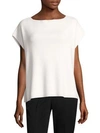 Michael Kors Ribbed Boat-neck Cap-sleeve Cashmere-stretch Sweater In White