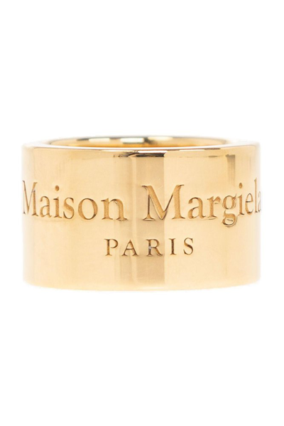 Maison Margiela Logo-engraved Gold-tone Ring In Golden