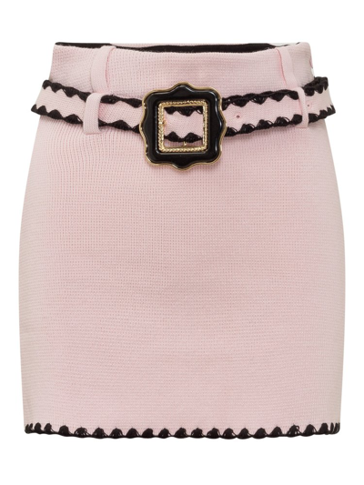 Cormio Knit Mini Skirt With Crochet Details In Multi-colored