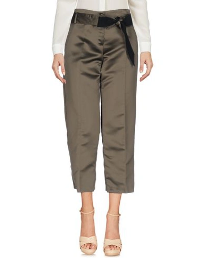Pinko Cropped Pants & Culottes In Dark Green