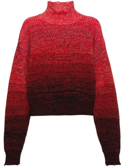 Helmut Lang Oversized Mélange Wool-blend Turtleneck Sweater In Red