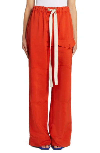 Stella Mccartney High-rise Cotton Twill Cargo Trousers In Chilli Red