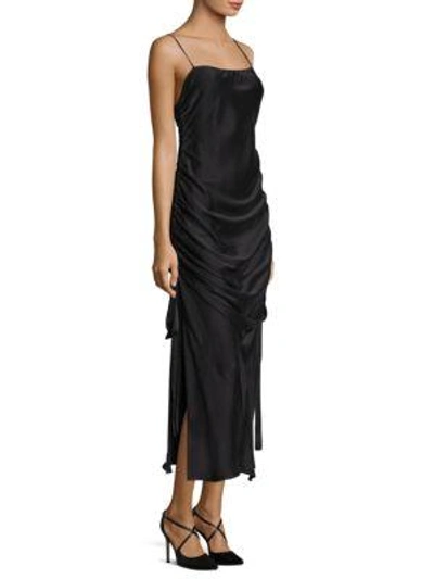 zimmermann ruched slip dress Zimmermann Ruched Silk Dress In Charcoal