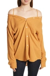 Theory Tamalee Button-front Classic Georgette Silk Top In Papaya