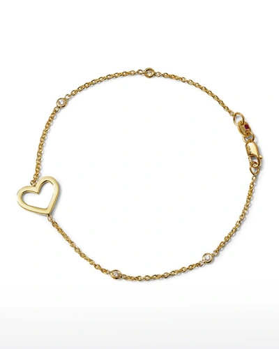 Roberto Coin Side Heart Diamond Station Bracelet In Yellow Gold