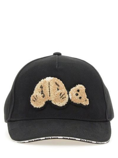 Palm Angels Black Bear Cap In Black Brown