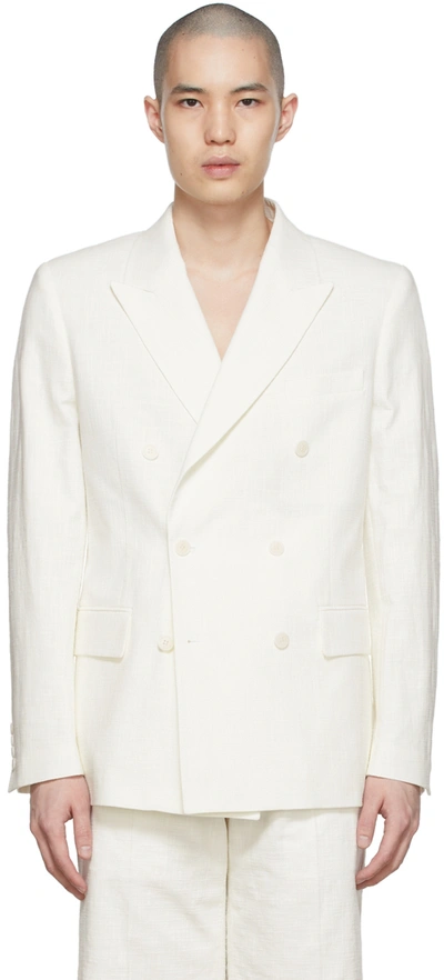 Casablanca White Cotton Double-breasted Jacket