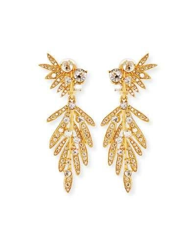 Oscar De La Renta Tropical Palm Crystal Clip-on Earrings In Gold