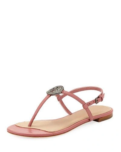 Tory Burch Liana Flat Embellished Thong Sandal In Pink Magnolia