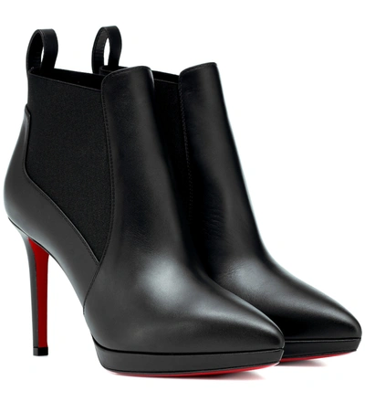 Christian Louboutin Crochinetta Platform Red Sole Bootie In Black