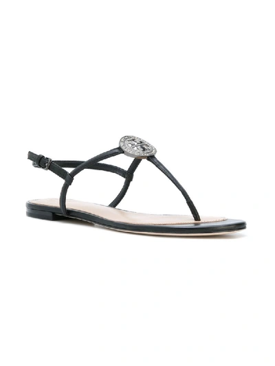 Tory Burch Liana Crystal-embellished Leather Sandals In Nero