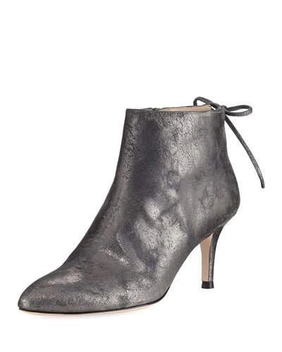 Stuart Weitzman Lofty Metallic Leather Ankle Boots In Anthracite