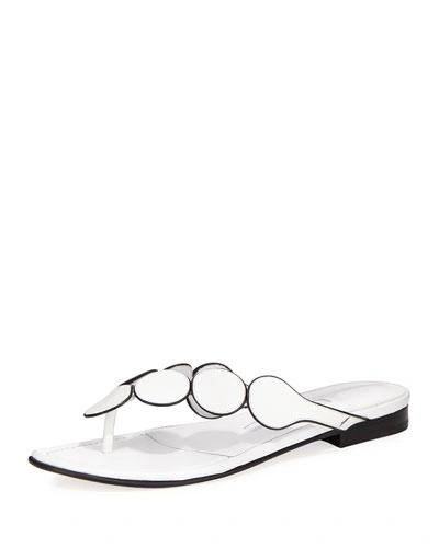 Manolo Blahnik Ariflat Leather Thong Sandals In White