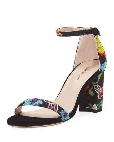 Stuart Weitzman Nearlynude Botanic Embroidered City Sandal In Multi