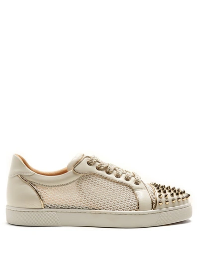 Christian Louboutin, Shoes, Christian Louboutin Womens Ac Vieira Spike  Leather Mesh Sneakers Goldwhite