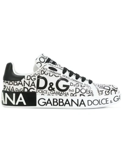 Dolce & Gabbana Logo-print Platform Trainers In Black White