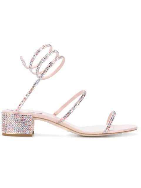 rené caovilla metallic cleo crystal embellished sandals