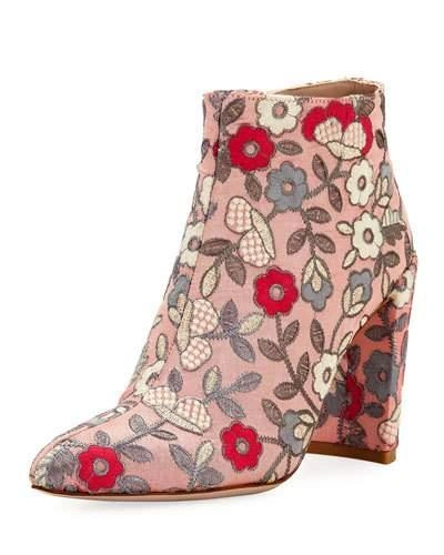 Stuart Weitzman Pure Embroidered 90mm Booties In Rose