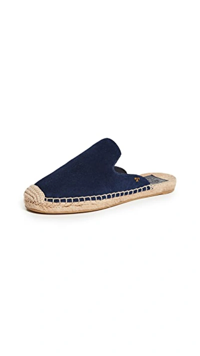 Tory Burch Max Royal Navy Suede Flat Slide Espadrilles