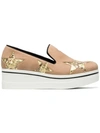 Stella Mccartney Pink Binx 45 Slip On Platform Sneakers In Pink/ Gold
