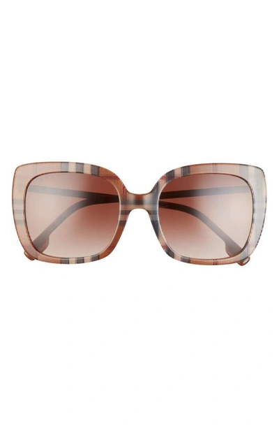 Burberry 54mm Gradient Square Sunglasses In Check Brown/ Gradient Brown