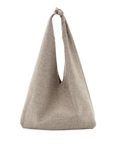 The Row Bindle Cashmere Knotted Handbag In Gray Pattern