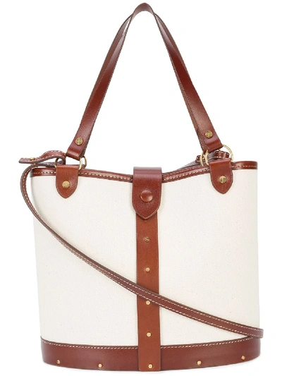 The Row Leather-trimmed Canvas Bucket Bag In Natural