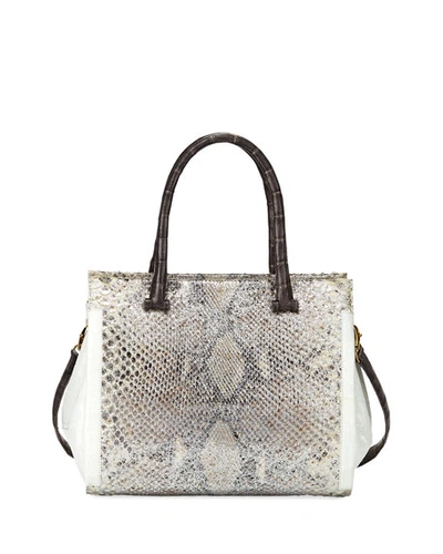 Nancy Gonzalez Medium Python And Crocodile Tote Bag, Gray