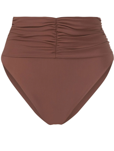 Magda Butrym High-rise Ruched Bikini Bottoms In Brown