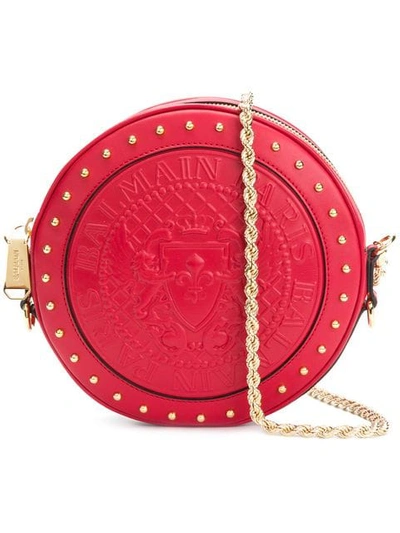 Balmain Renaissance Leather Shoulder Bag - Red