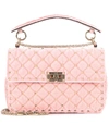 Valentino Garavani Medium Rockstud Matelasse Velvet Shoulder Bag - Pink In Water Roserosa