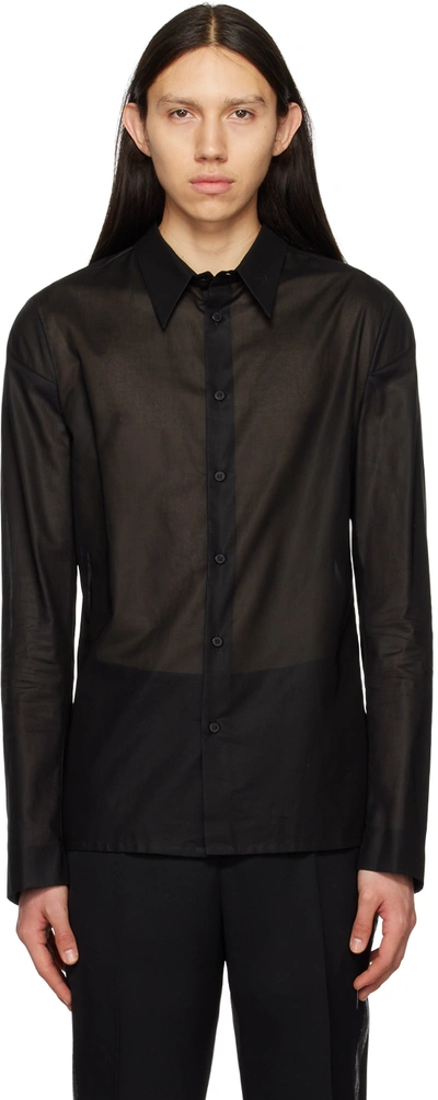 Sapio Tonal-stripe Long-sleeve Shirt In Black
