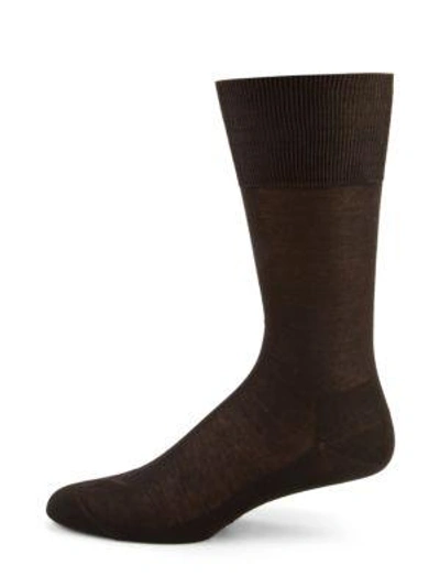 Falke Men's Tiago Knit Mid-calf Socks In Brown