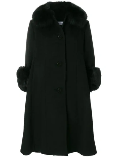 Saks Potts Fox Fur Trim Coat In Black