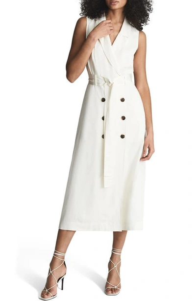 Reiss Mariah Belted Double Breasted Sleeveless Dress In Ivory | ModeSens