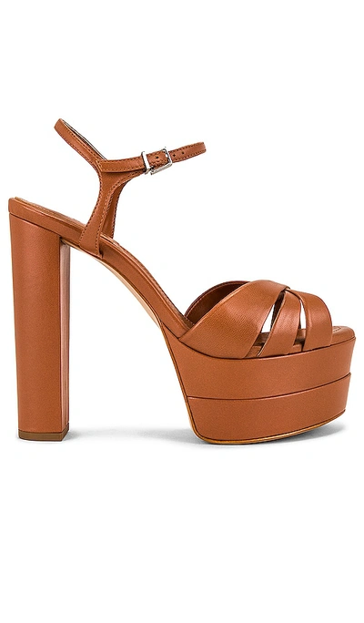 Schutz Keefa Leather Ankle-strap Platform Sandals In Caramel