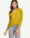 Ann Taylor Petite Camp Shirt In Gold Ochre