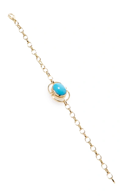 Monica Rich Kosann 18k Yellow Gold Locket Bracelet In Turquoise