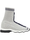 Fendi Runway Sock Detail Sneakers In Silver